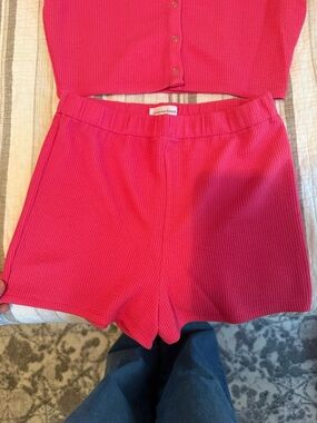 Lovers + Friends Ribbed Hot Pink set